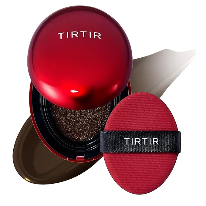 TIRTIR Mask Fit Red Cushion Foundation | Full coverage, Weightless, Skin fit, Satin Glow Finish, Korean Makeup BB Foundation, beauty, Tattoo cover up, Buildable (#55N Espresso, 0.63 Fl Oz)-VivaGrace Women