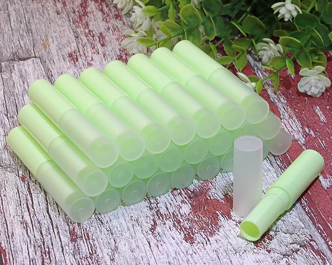 0.14oz Empty Flavored Lip Balm Container Tubes Plastic Homemade Moisturizing Lip Stick with Caps Bulk Fit for Women Adult DIY Making Supplies, 25 Count (Green)-VivaGrace Women