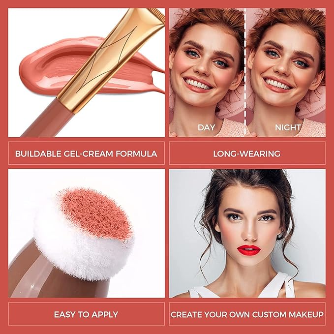 3 Color Contour Beauty Wand, Highlighter ,Face Concealer Contouring with Cushion Applicator Long Lasting & Smooth Matte Finish Liquid Illuminator Makeup Stick .(01 Contour+03 Cherry Red +05 Bronze Gold)-VivaGrace Women