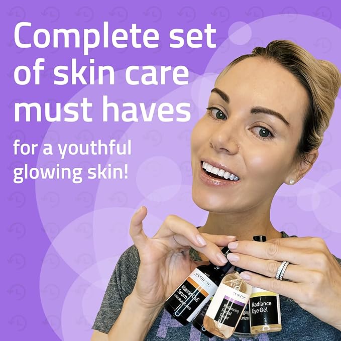 YEOUTH Skin Care Set: Hyaluronic Acid Serum for Face, Vitamin C Serum, Facial Toner, Under Eye Gel, Face Cream, Skin Care Kit for Women & Men 5-Piece-VivaGrace Women