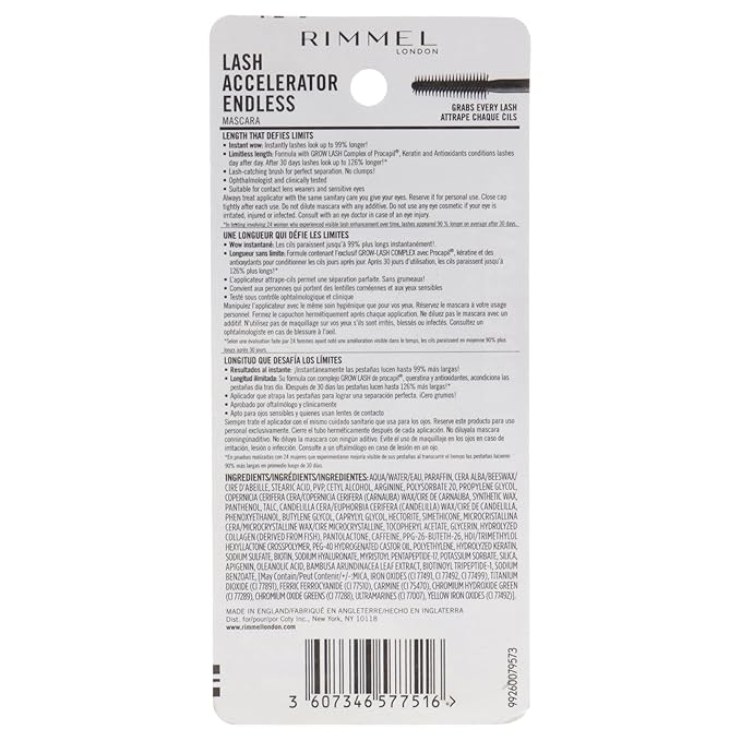 Rimmel Lash Accelerator Mascara, Extreme Black, Pack of 1