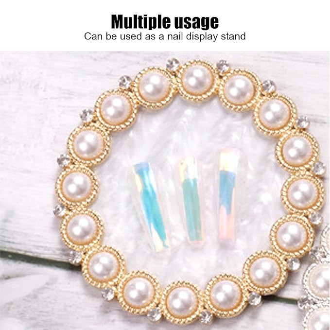 Resin Stone Nail Art Palette, Nail Art Display Board Cosmetic Nail Mixing Palette Drawing Color Mixing Nail Art Painting Gel Palette Tips Display Plate(Golden)-VivaGrace Women