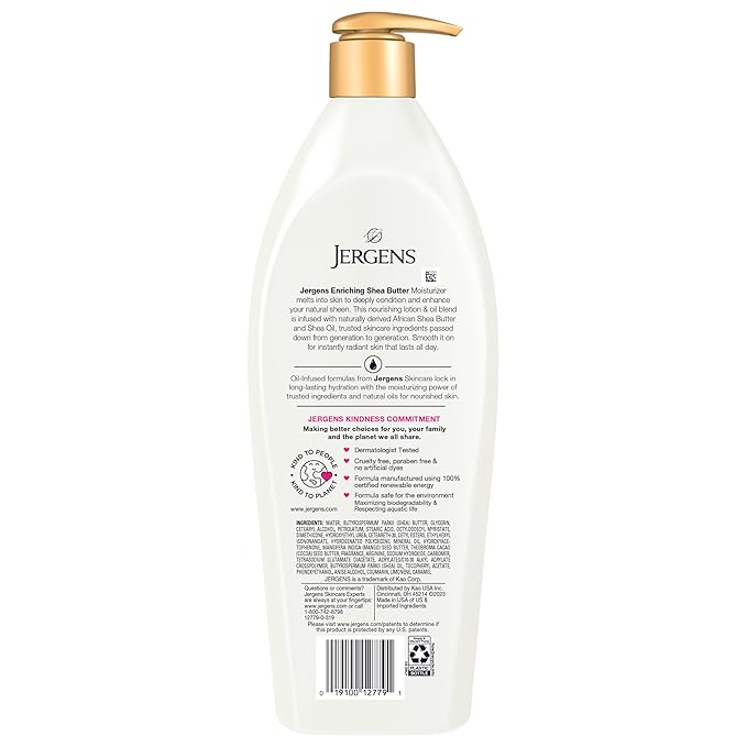 Jergens Shea Butter Hand and Body Lotion, Deep Conditioning Moisturizer, 3X More Radiant Skin, with Pure Shea Butter, Dermatologist Tested, 26.5 Oz-VivaGrace Women
