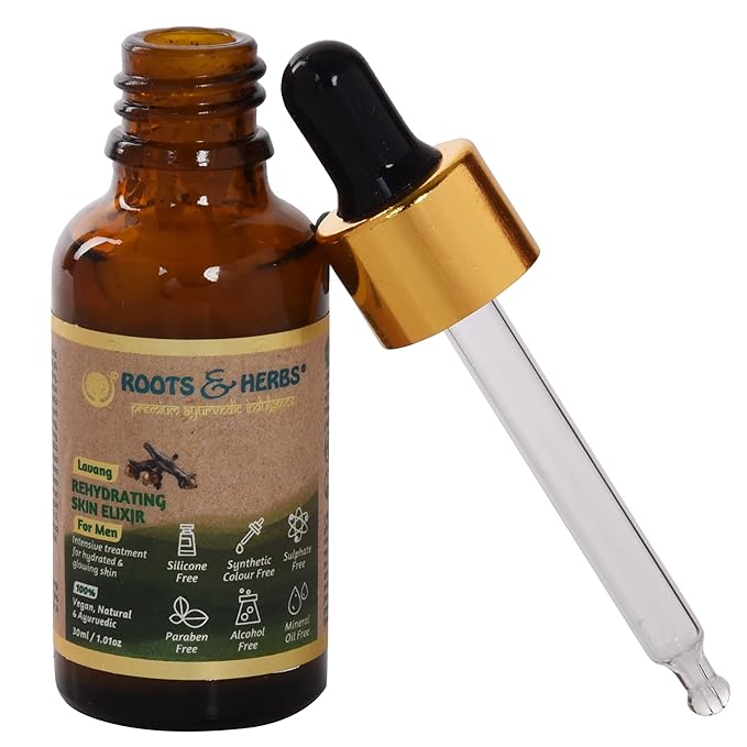 Roots & Herbs Ayurvedic Natural Treatment 100% Vegan No Paraben Lavang Rehydrating Skin Moisturizer Elixir for Men- 50 ML-VivaGrace Women