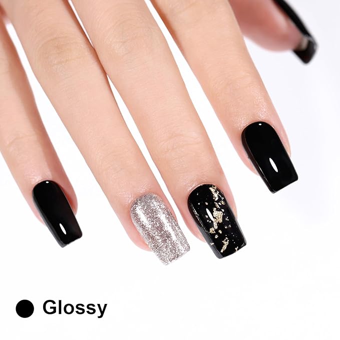 L'UGX Gel Nail Polish Black Christmas Gel Polish 15ML Soak Off UV Gel Colors for Nails Art DIY Manicure & Pedicure at Home Salon Holiday Gifts for Women LGS-702