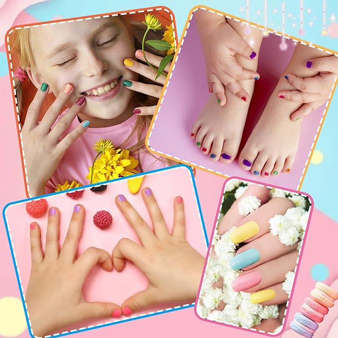 Kids Nail Polish - Non-Toxic Nail Polish Set for Girls, 10 Pastel Macaron Colors Quick Dry Peel Off Water Based Nail Polish Toys Kit for Toddler Teen