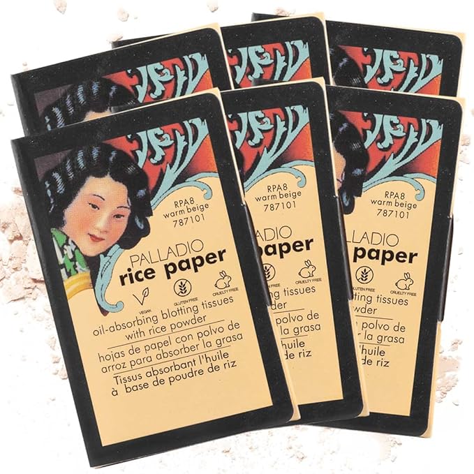 Palladio Face Blotting Tissue Sheets Made from Natural Rice Powder for Oily Skin, Oil Absorbing Paper, 2 Sided, Instant Results, Warm Beige, 40 Count-VivaGrace Women