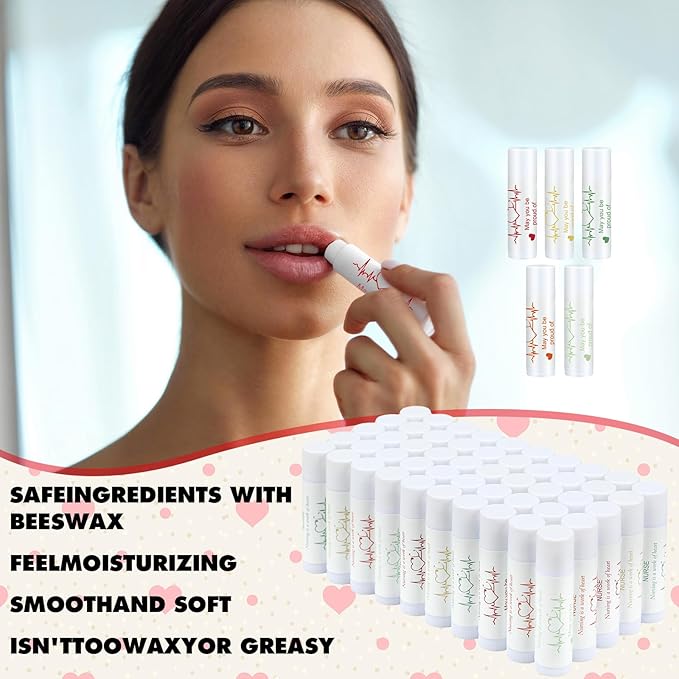 50 Sets Nurse Lip Balm Gifts Bulk Moisturizing Nurse Lip Balm with 50 Organza Drawstring Gift Bags 50 Tags Nurse Day Nurse Week Nurse Student Graduate Appreciate Gifts Bulk(Nurse)-VivaGrace Women
