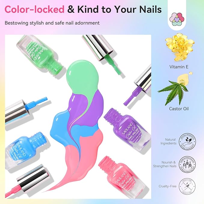 SAVILAND Color Artistry Nail Polish Set: Ultra Quick Dry Regular Nail Polish Kit 20+3 Colors Spring Summer Fingernail Polish Bulk Base Glossy & Matte Top Polish Coat Nail Art DIY Home Women Gift
