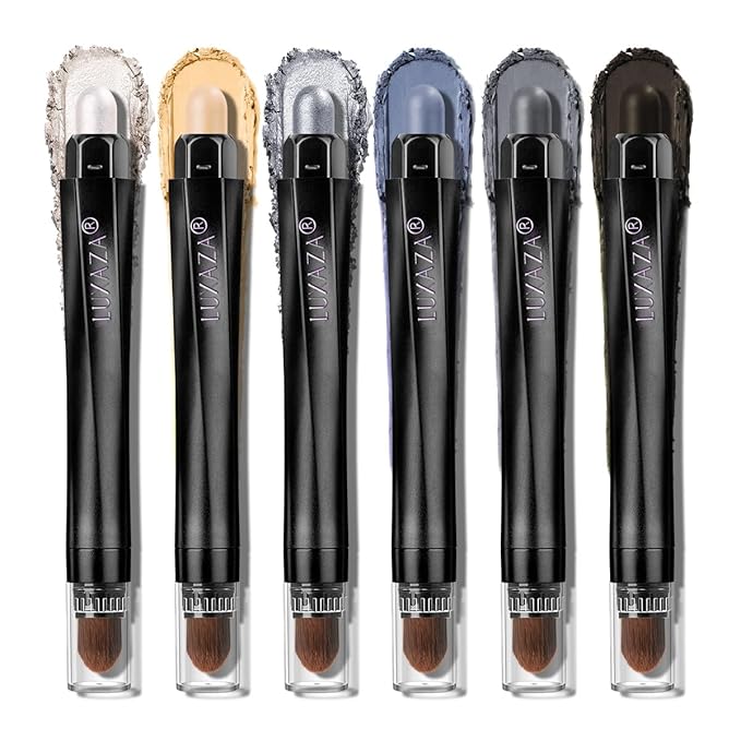 Blue Eyeshadow Stick Makeup 6PCS Set, Metallic Shimmer Matte Cream Eye Shadow Palette Eyeliner Brightener Pencil Crayon - Mermaidcore-VivaGrace Women