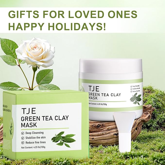TJE Green Tea Clay Mask, Green Tea Cleanse Face Mask, Deep Pore Cleansing Mask, Moisturizing & Purifying, Remove Blackheads & Acne for All Skin Types-VivaGrace Women