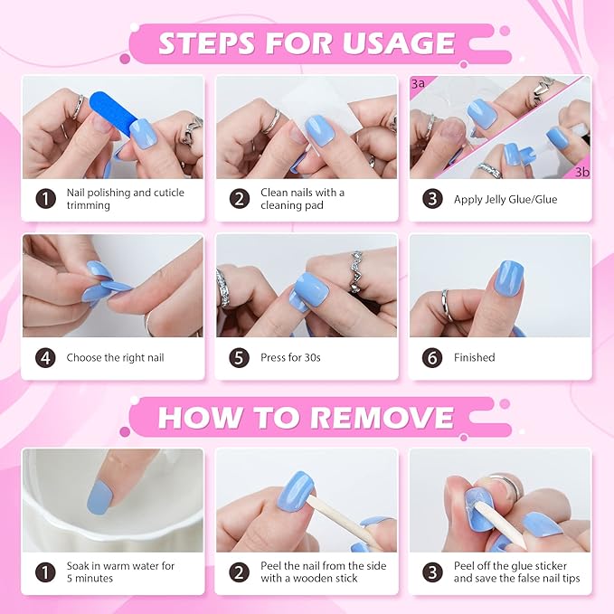 Extra Long Press on Nails XXL Pink and Green, Jofay Fashion Fake Nails with Designs, False Nails with Glue, Stick on Nails for Women Girls, Natural & Reusable, Acrylic Nail Tips, Alps, 24pcs