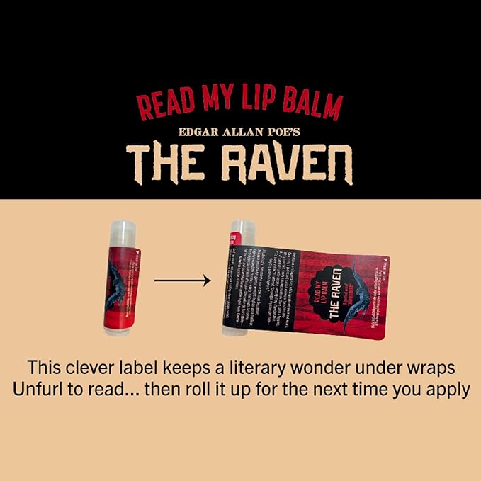 Read My Lips Lip Balm - Excerpt of Poe's Raven Under the Label - Peppermint Flavored, Cruelty-Free and Made in the USA from Natural and Imported Ingredients-VivaGrace Women
