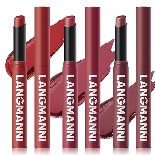 Jolilab 3Pcs Velvet Matte Lipstick Nude Matte Soft Dark Color Stick High Pigmented Long-Lasting Waterproof Lip Stick Lip Balm Beauty Cosmetics Gift for Girls and Women(10#+11#+12#-VivaGrace Women