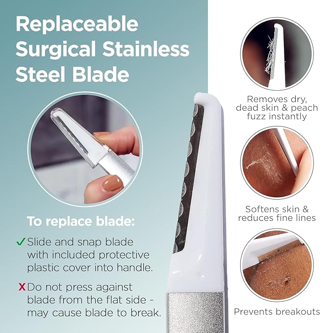 StackedSkincare Dermaplane Razor for Women Face - Professional Facial Razor, Non-electric Face Shaver for Women - Eyebrow Razor & Dermaplaning Tool for Face Exfoliation - Includes Handle & Blade-VivaGrace Women