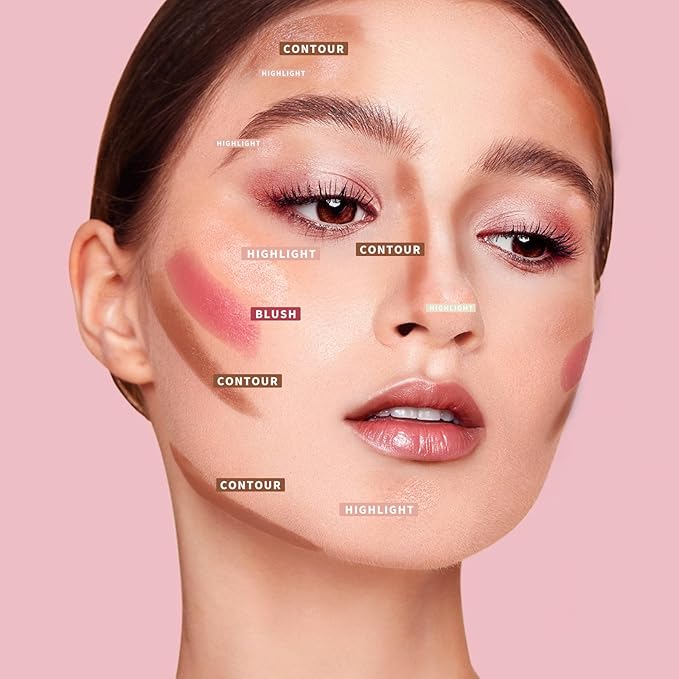 KIMUSE Multi Stick Trio Face Makeup, Cream Blush Stick for Cheeks & Lips, Contour Stick & Highlighter Makeup Sticks for All Skin-VivaGrace Women