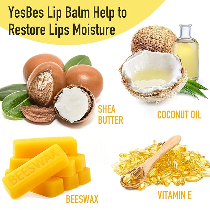 16 Pack Lip Balm, Natural Lip Balm Bulk with Vitamin E and Coconut Oil, Moisturizing Lip Balm for Dry Cracked Lips, Lip Balm for Stocking Stuffers - 8 Flavors-VivaGrace Women