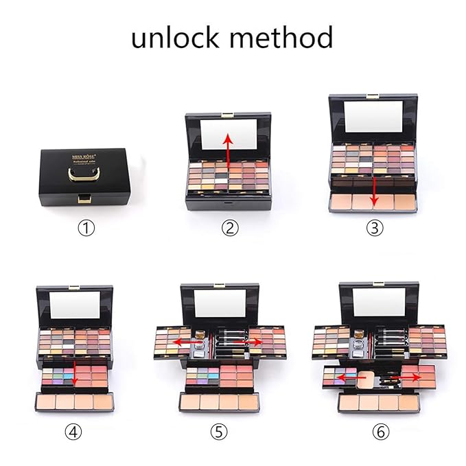 54 Colors All in one Makeup Gift Set Holiday Birthday Beauty Cosmetic Essential Starter Bundle Include 39 Eyeshadow Palette, 6 Blush, 6 Sponge Stick, 4 Compact Powder, 3 Lipstick, Eyeliner-VivaGrace Women