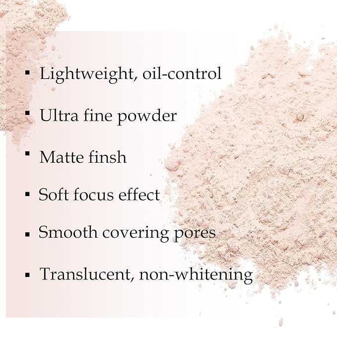 Boobeen Loose Face Powder Translucent Setting Powder Oil Control Loose Powder, Soft Focus Effect Makeup Loose Setting Powder, Lightweight Shine Control Matte Finishing, with Puff-VivaGrace Women