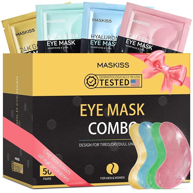 Under Eye Patches(50 Pairs), 24K Gold, Caffeine, Hyaluronic Acid, Aloe Vera Eye Masks for Dark Circles Puffy Eyes Undereye Bags, Eye Skin Care Gift Set for Bachelorette Party Favors-VivaGrace Women