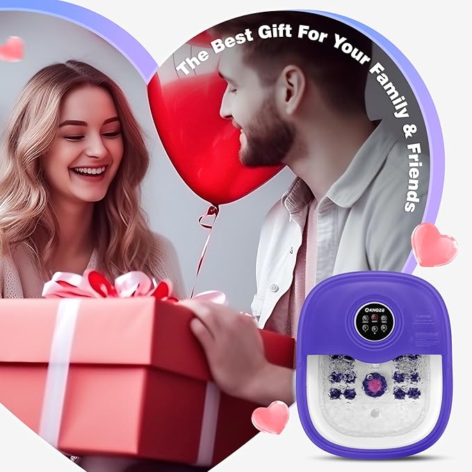 Collapsible Foot Spa with Heat, Remote Control, Temperature Control, Bubbles, Pumice Stone, Red Light, Timer, 16 Massage Roller Pedicure Foot Bath Tub Foot Soaker for Feet Stress Relief, Purple-VivaGrace Women