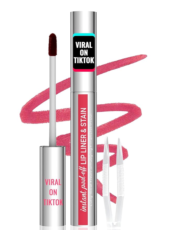 iMethod Lip Stain - Lip Liner Stain, Peel Off Lip Stain with Tweezer, Natural Long Lasting, Waterproof, Easy to Use, Stay On All Day, Rose-VivaGrace Women