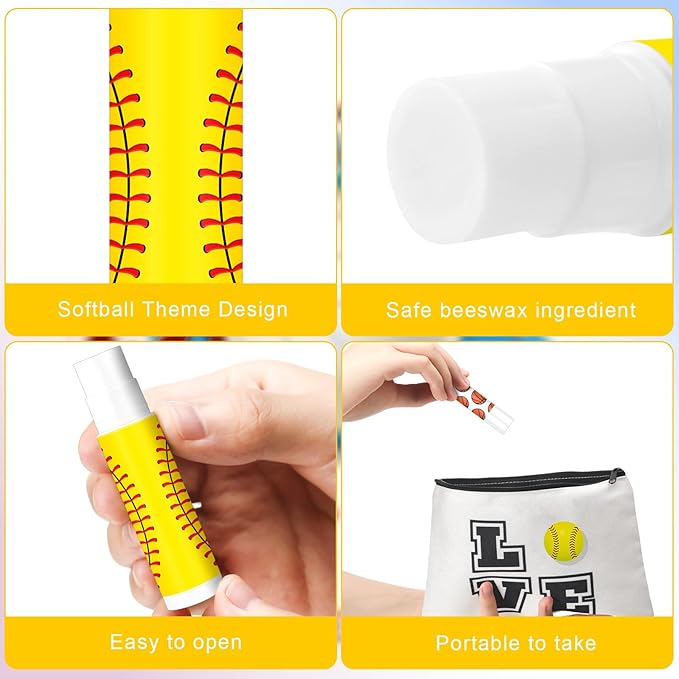 Demissle 24 Pcs Sports Team Gifts Sports Lip Balm Sports Party Favors Sports Theme Lipstick for Team Gifts(Softball)-VivaGrace Women