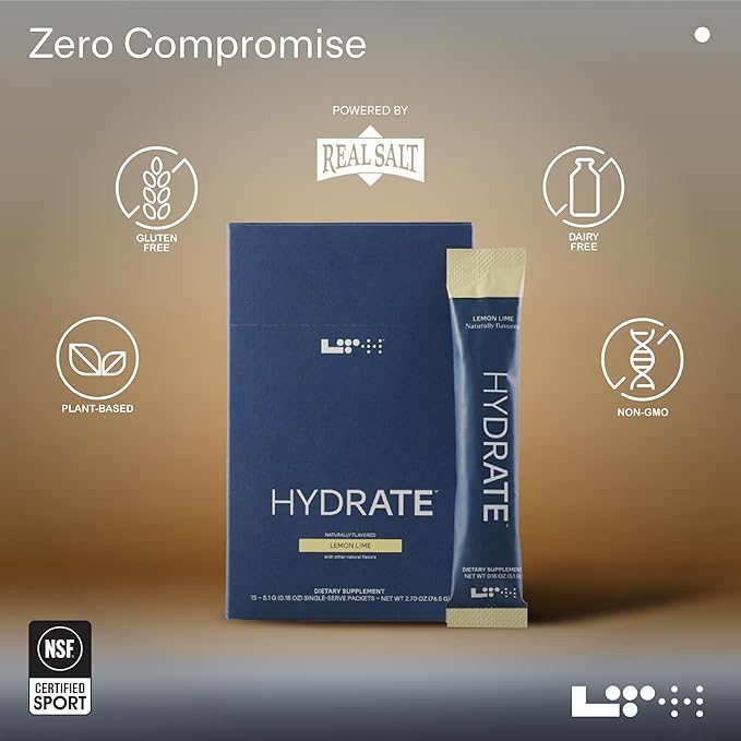 LTH Hydrate Hydration Mix - Trusted by Life Time Fitness Members - NSF Certified for Sport - Electrolyte Powder - Plant-Based, Non-GMO, Gluten Free - 15 Single-Serve Packets (Lemon Lime) - 2-Pack-VivaGrace Women
