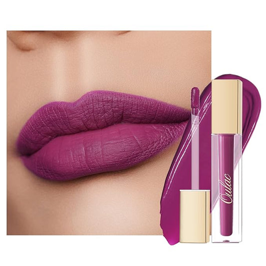 Oulac Matte Liquid Purple Lipstick for Women, Dark Violet Long Lasting Lipstick, Waterproof Lip Stain, No Transfer, Creamy High Pigmented Formula with Vitamin E, Vegan & Cruelty-Free M15-VivaGrace Women