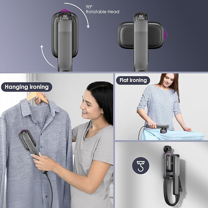 FEPPO Travel Steamer for Clothes, 110-240V Dual Voltage Portable Mini Steamer & Iron 2in1, 1100W Powerful Garment Steamer, Fast Heat Up, Travel Size, HD Display, for Home & Global & Europe Travel-VivaGrace Women