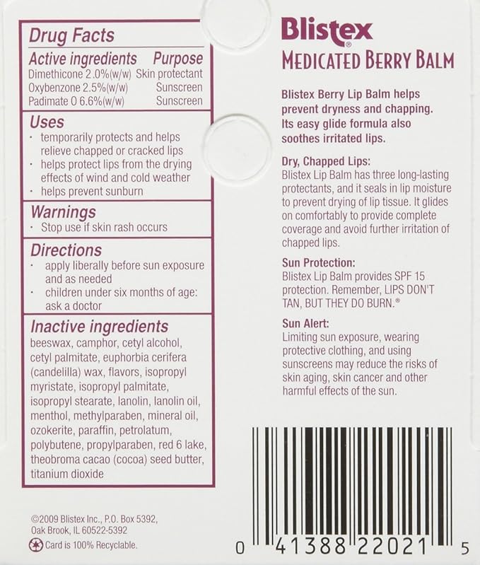 Blistex Medicated Berry Lip Balm, 3 pack-VivaGrace Women