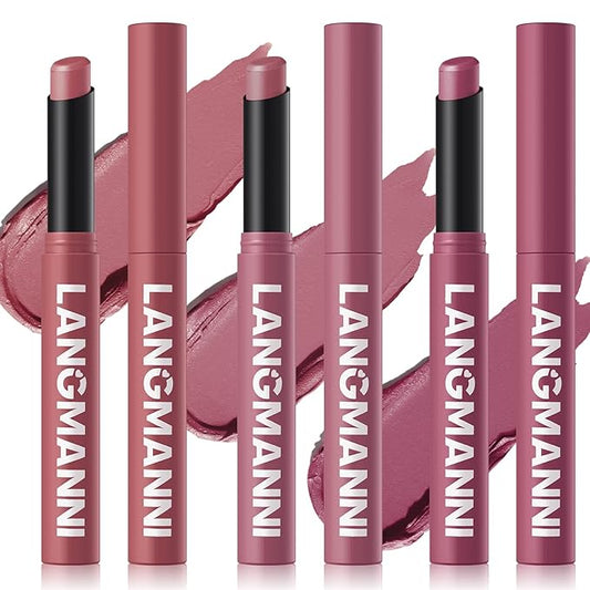 Jolilab 3Pcs Velvet Matte Lipstick Nude Matte Soft Dark Color Stick High Pigmented Long-Lasting Waterproof Lip Stick Lip Balm Beauty Cosmetics Gift for Girls and Women(07#+08#+09#-VivaGrace Women