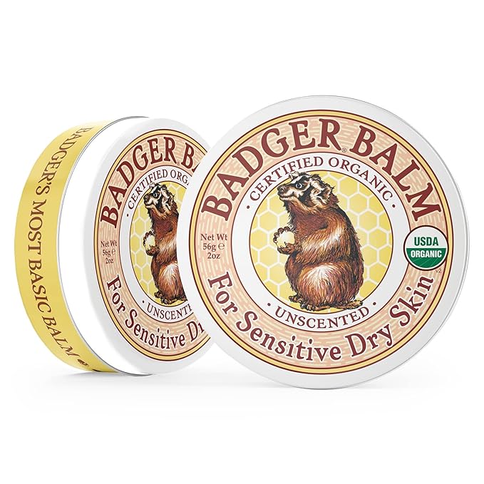 Badger - Unscented Dry Skin Balm, Sensitive Skin Balm, Moisturizing Balm for Dry Cracked Skin, Unscented Balm, Skin Moisturizer Balm, 2 oz-VivaGrace Women