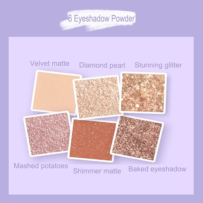 Violet Fairy 9 Color Eyeshadow Palette, Warm Neutrals (01)-VivaGrace Women