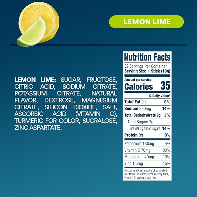 DripDrop Hydration Packets - Lemon Lime - Single Serve Electrolytes Powder Drink Mix - Non-GMO, Gluten Free, Vegan - 32 Sticks-VivaGrace Women