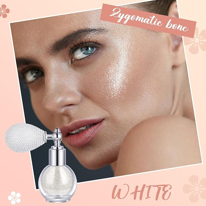 3 Pcs Glitter Spray for Hair and Body, Highlighter Shimmering Spray Powder High Gloss Body Glitter Spray Sparkle Powder for Face Body Cosmetic, Champagne, Pearl White, Bronze Color-VivaGrace Women