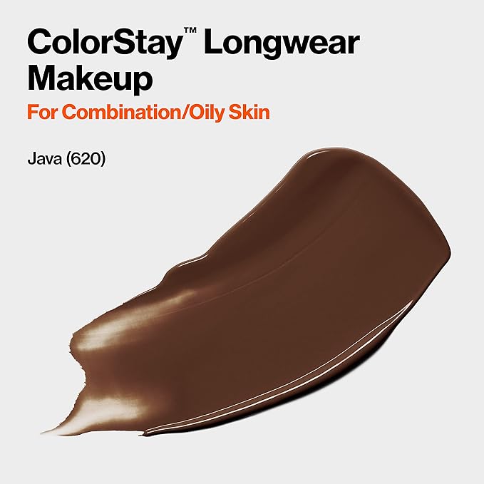 Revlon Liquid Foundation, ColorStay Face Makeup for Combination & Oily Skin, SPF 15, Medium-Full Coverage with Matte Finish, Java (620), 1.0 oz-VivaGrace Women