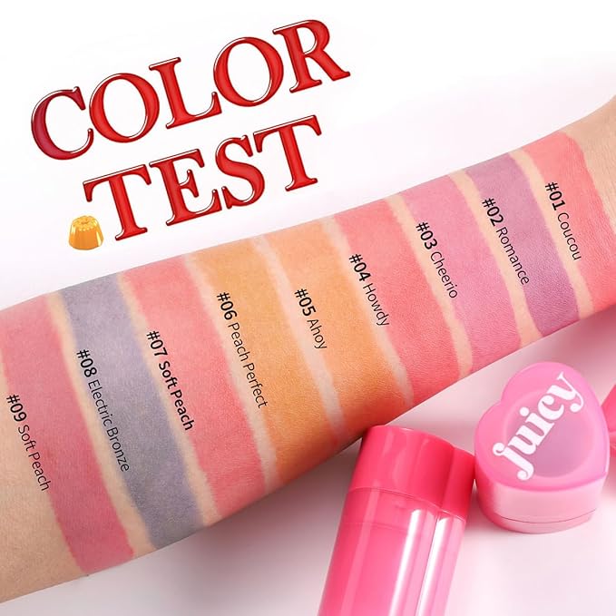 Cooling Water Jelly Tint Stick,Multi-Use Juicy Love Blush, 3-In-1cheek Blush & Eyeshadow & Lip Tinted Long-Lasting Moisture Stick,Bouncy Jelly Texture,Creates A Moist Watercolor Effect (#04, 0.32oz)