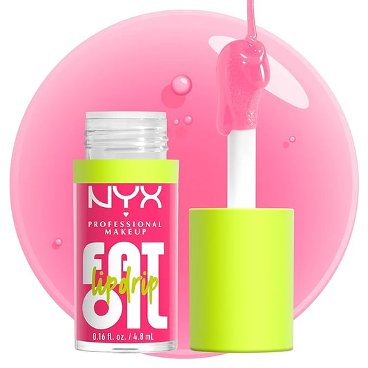 NYX PROFESSIONAL MAKEUP Fat Oil Lip Drip, Moisturizing Lip Oil Gloss, Vegan Tinted Formula, Up to 12 HR Hydration - Missed Call (Sheer Pink)-VivaGrace Women