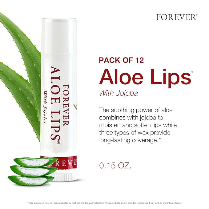 Forever Living - Forever Aloe Lips - Ultimate Lip Care for Any Weather - Moisturizing Lip Balm with Aloe, Jojoba & Beeswax - Vegan - Pack of 12-VivaGrace Women