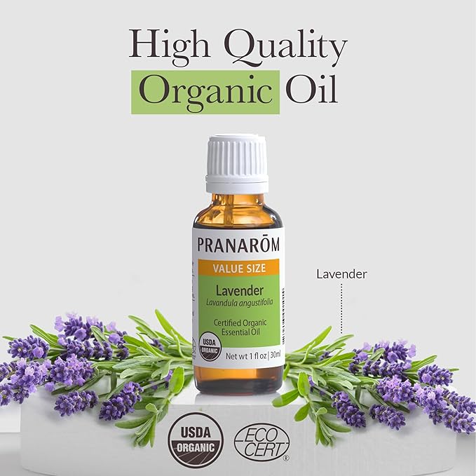 Pranarom USDA Certified Organic Lavender Essential Oil (30ml), 100% Pure Undiluted Therapeutic Grade from French Alps for Aromatherapy, Diffuser, Healthy Skin & Hair, Massage, Relaxation-VivaGrace Women