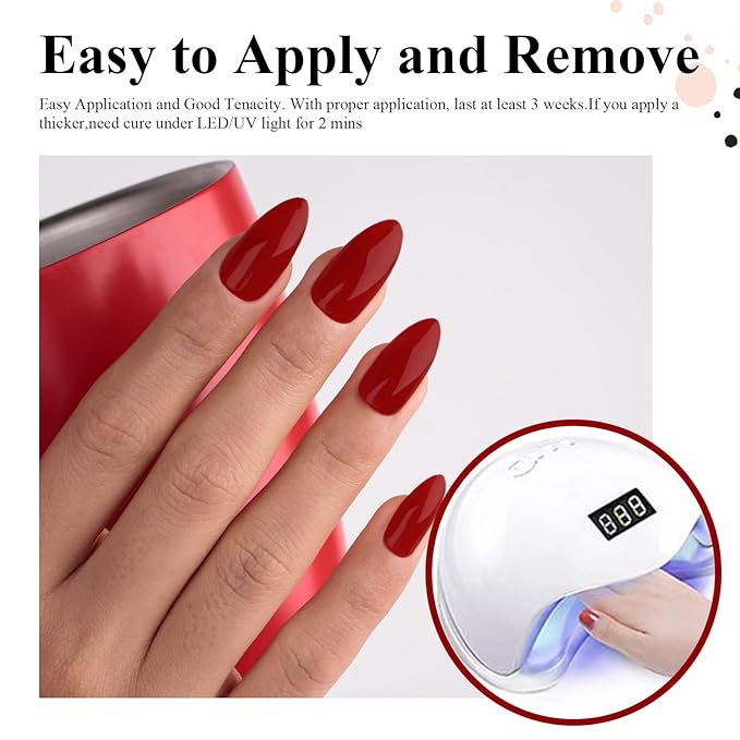 Imtiti Red Gel Nail Polish, 1 Pcs 15ml FireBrick Color Soak Off LED Long-Lasting Nail Gel Polish Nail Art Starter Manicure Salon DIY at Home, 0.5 Fluid Ounces