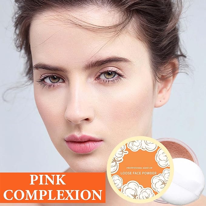 Oil Control Loose Face Powder,Translucent Setting Powder With a Powder Puff Long Lasting Makeup Covering Blemishes Brightens Skin Tone,Natural Matte Loose Powder for Women(2)-VivaGrace Women