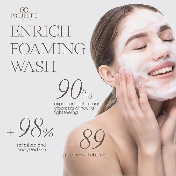 Project E Beauty Enrich Foaming Wash Gentle Cleansing | Moisturizing Daily Face Cleanser | Removes Dirt & Excess Oil | Brightens Skin | Hydrating Formulation | Clear & Smooth Skin | 150ml-VivaGrace Women
