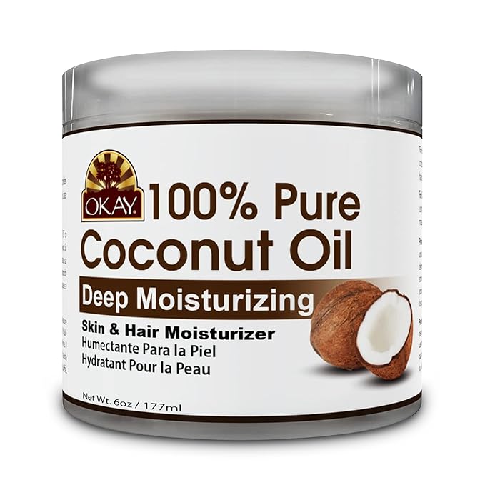 Okay 100% Pure Coconut Oil for Hair & Skin - Coconut Oil for Women & Men, Perfect for Hair & body, Natural Massage Oil & Moisturizer - 6 fl oz Jar (Pack of 1)-VivaGrace Women