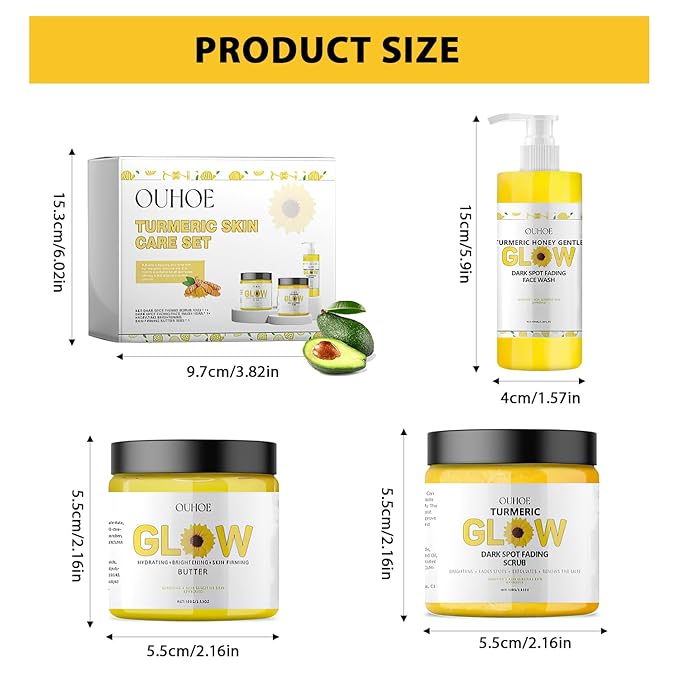 Glow Combo Skincare Set,3 In 1 Turmeric Combo Skincare Set,Turmeric Glow Butter, Skincare Gift Set For All Skin Type (1 Set)-VivaGrace Women