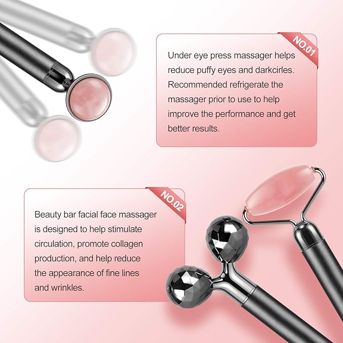 3-IN-1 Electric Jade Roller 3D Roller Facial Roller & Face Massager,Black-VivaGrace Women