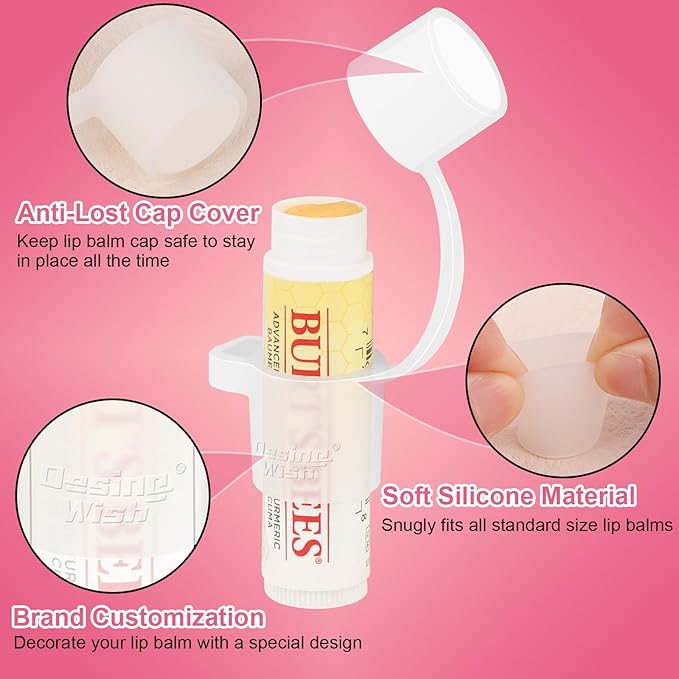 Desing Wish Silicone Lip Balm Holder with Cap Cover Portable Chapstick Holder Keychain Sleeve Lip Balm Key Chain with Key Ring and Neck Strap Lanyard - Black-VivaGrace Women