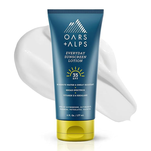 Oars + Alps Sunscreen Body Lotion for Everday Use, SPF 35 Body & Face Sunscreen Lotion, Infused with Aloe Leaf & Vitamin E, No White Residue, Water & Sweat Resistant, All Skin Types, Lightweight, 6oz-VivaGrace Women