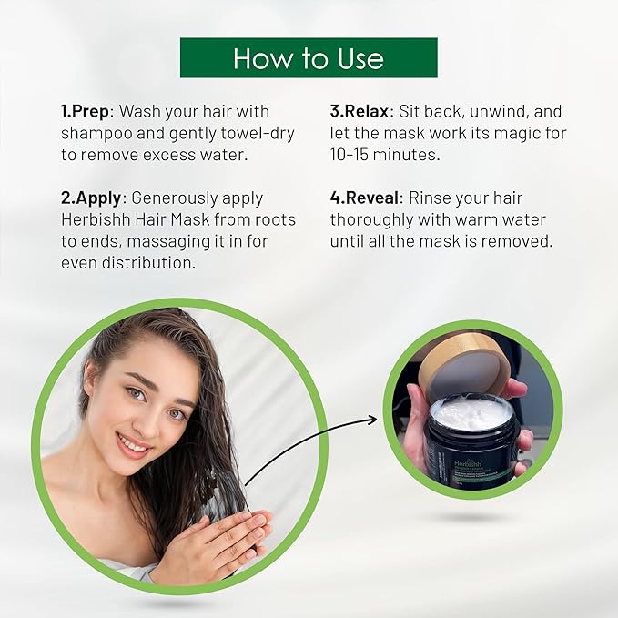 Herbishh Argan Hair Mask-Deep Conditioning & Hydration For Healthier Looking Hair- for very Dry, Weak, Stressed Out Hair, No Sulphates, No Parabens (800ML)-VivaGrace Women